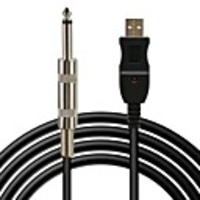 10ft Guitar Bass 1/4 USB TO 6.35mm J ack Link Connection Instrument Cable 80dB USB Plug and Play durable