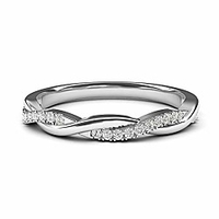 10k white gold 2.5mm petite twisted vine simulated diamond ring wedding band matching ring (5.5)