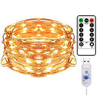 10M 100LED Copper Wire String Lights Outdoor String Lights USB Plug-in Fairy Lights With Remote 8 Modes Lights Waterproof Remote Control Timer Christmas Wedding Birthday Family Party Room Valentine
