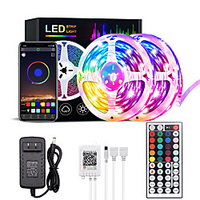 10M 30M RGB LED Strip Lights Bluetooth Smart Phone Controlled 20M 40M LED Light Strip 5050 LED Lights Sync to Music and 44 Keys Remote Controller for Bedroom Home TV Back Lights miniinthebox
