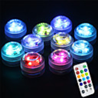 10pcs 2 W Submersible Light Underwater Light Waterproof Remote Controlled Infrared Sensor Multi Color Batteries Powered Outdoor Lighting Swimming pool Courtyard 3 LED Beads Valentine
