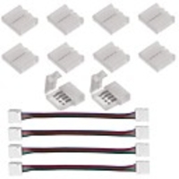 10PCS 4 Pin LED Strip Connector for 5050 RGB LED Strip Lights and 4PCS LED 5050 RGB Strip Light Connector 4 Conductor 10 mm Wide Strip to Strip Jump