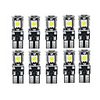 10pcs Canbus LED White Car Light Bulbs T10 W5W 5 SMD 5050 Super Bright 194 168 2825 Wedge Lights Side Map Interior Lamps