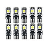 10pcs Canbus LED White Car Light Bulbs T10 W5W 5 SMD 5050 Super Bright 194 168 2825 Wedge Lights Side Map Interior Lamps