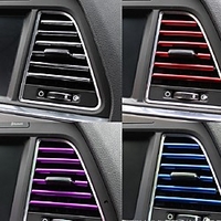 10Pcs Car Accessories interior DIY Car Interior Air Conditioner Outlet Vent Grille Chrome decoracion Strip Silvery car styling