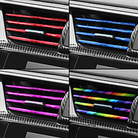 10pcs Car-styling Chrome Styling Moulding Car Air Vent Trim Strip Air Conditioner Outlet Grille Decoration U Shape
