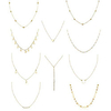 10pcs layered chocker necklace for women girls multilayer chain necklace set adjustable (10pcs[gold tone])