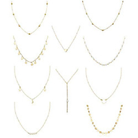 10pcs layered chocker necklace for women girls multilayer chain necklace set adjustable (10pcs[gold tone])