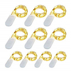 10pcs LED Flash String Light 1M 10 LEDs Waterproof Mini Christmas Light Ornament Copper Wire String Light for Wedding Christmas Gift Garland Party CR2032 Battery Powered