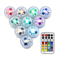 10Pcs Underwater LED Light In/outdoor IP68 Waterproof Candle Lights 3cm Mini Pool Vase Lamp With 2 Remote Control RGB Submersible lamps Aquarium Swimming Pool Decoration Light
