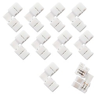 10pcs/Pack L Shape Solderless Snap Down 2Conductor LED Strip Connector for Right Angle Corner or 90 Turning Connection of 8mm Wide 3528 2835 miniinthebox