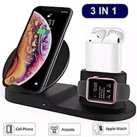 10W 7.5W 3 in 1 Wireless Charger FOR Apple Watch and AirPods Charging Stand QI Fast Wireless Charger for iPhone 11 Pro Max/XS/Xs Max/XR/X/8/8 Plus, Samsung Galaxy S10/S10 Plus/S9/S9 Plus/Note 9/Note 8