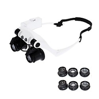 10X 15X 20X 25X Wearing Glasses Eyes Illuminated Magnifier Magnifying Glass Watch Repairing Loupe With LED Lights miniinthebox