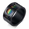 11mm stainless steel lgbt pride love ring rotatable for gay rainbow flag band black size 8