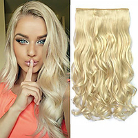 12 1-pack 3/4 Full Head Curly Wave Short Clips in on Synthetic Hair Extensions Hair Pieces for Women 5 Clips - 613 miniinthebox