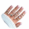 12-20 pcs multiple boho silver ring set star moon wave feather rings stackable knuckle rings for women bohemian midi finger rings set for teens girls (c:19pcs goldsilver)