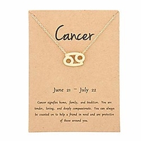 12 constellation zodiac pendant necklace astrology gold tone chain with gold message card for women jewelry (cancer)