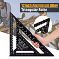 12 inch Metric Aluminum Alloy Triangle Angle Ruler Protractor Woodworking Measurement Tool 30cm Quick Read Square Layout Gauge