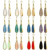 12 pairs faux druzy drop earrings crystal pendant dangle earrings multicolor stainless steel earrings (long teardrop shape)