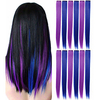 12 Pcs Colored Party Highlights Colorful Clip in Hair Extensions 22 inch Straight Synthetic Hairpieces for Women Kids Girls Purple Sapphire Blue miniinthebox