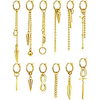 12 pieces hoop dangle ear clips stainless steel hinged ear cuff earring dangle pendant no piercing earrings (gold)