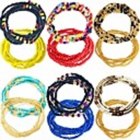 12 pieces summer jewelry waist bead set colorful waist bead belly bead african waist bead body chain beaded belly chain bikini jewelry for woman girl (12pcs style7) (style 1)