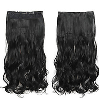 120g 5 Clips Synthetic Hair Long Water Wave Clip In Hair Extensions False Hair Black Hair Pieces for Women miniinthebox