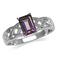 1.26ct. 7x5mm octagon shape mystic fire topaz 925 sterling silver celtic knot solitaire ring size 10