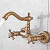 1279 Sprinkle Sink Faucets - Antique / Art Deco / Retro / Traditional Antique Brass Wall Mount Two Holes