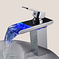 1279 Sprinkle Sink Faucets - Contemporary Chrome LED One Hole