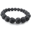 12mm lava rock mens bracelet,  natural energy stone gemstone beads,  black