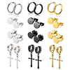12pairs stud earrings cross dangle hinged hoop earrings set for men women stainless steel huggie earring set 18g