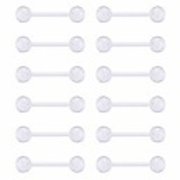 12pcs 14g clear bioflex flexible acrylic straight tongue rings barbells nipple ring retainer piercing 12mm