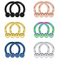 12pcs 14mm mix color stainless steel nose horseshoe hoop rings eyebrow lip ear tragus septum piercing hanger retainer 12g