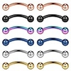 12pcs assorted colors eyebrow piercing jewelry curved barbell with spikes kit eyebrow tragus lip ring 16 gauge 8mm