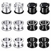 12pcs cz gems ear tunnels plugs gauges stainless steel expander stretcher piercings (gauge-00g(10mm))