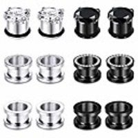 12pcs cz gems ear tunnels plugs gauges stainless steel expander stretcher piercings (gauge-00g(10mm))