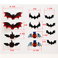 12pcs Halloween Bat 3D Wall Stickers Decoration DIY Removable PVC Room Home Wall Decals for Halloween Party Decor
