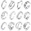 12pcs open toe rings for women girls arrow adjustable toe band ring gifts jewelry set, silver