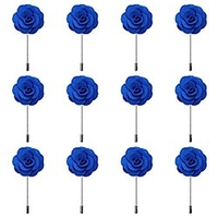 12pcs white lapel pin rose wedding boutonniere set for men flower (deep yellow)