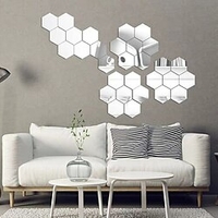 12PCs/Set DIY 3D Mirror Wall Sticker Hexagon Home Decor Mirror Decor Stickers Art Wall Decoration Stickers 24pcs/set miniinthebox