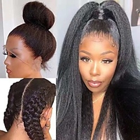 131 Front Lace Front Lace Chemical Fiber Long Wig YK Silk Black Straight Hair European and American Cross-border Sources African Long Straight Hair Wig Headgear miniinthebox