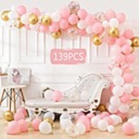 139 pcs balloon arch garland kit,  white gold pink rose balloons pack,  baby shower wedding bachelorette birthday party supplies centerpiece background decorations