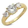 1.4 ct round cut solitaire three stone ring 14k yellow gold engagement wedding band,  size 7.5