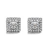 1/4 cttw square halo diamond stud earrings for women in rose gold plated sterling silver (color ij/clarity i2-i3)