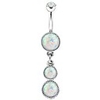 14g 316l surgical steel white opal dangle navel belly button piercing ring barbells jewelry