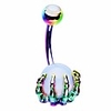 14g stainless steel navel rings skull hand with gem ball belly button rings belly rings body piercing