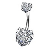 14g surgical steel faceted heart cubic zirconia navel rings