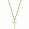 14k gold filled cross necklace for men figaro chain stainless steel plain polished cross pendant necklace simple faith jewelry gift for boy women girls 18
