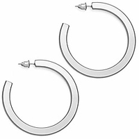 14k white gold hoop earrings for women 4mm flat thick 30mm infinity gold hoops women earrings gold plated loop earrings for women lightweight hoop earrings set for girls